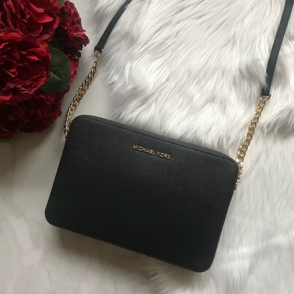 Michael Kors Jet Set Large Black Crossbody Bag - Picture 2 of 8